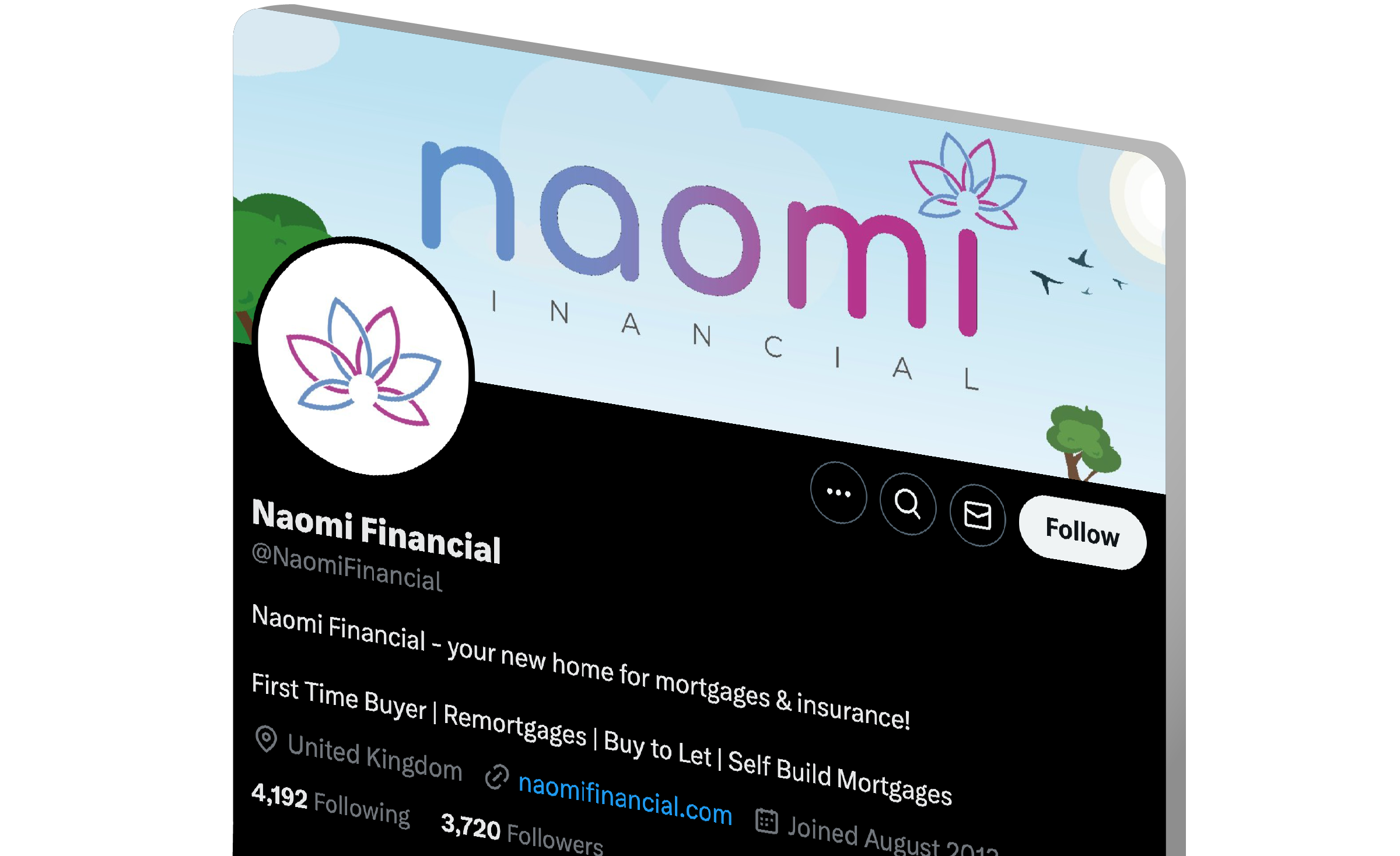 An image of screenshots taken from Naomi Financial's X / Twitter profile.